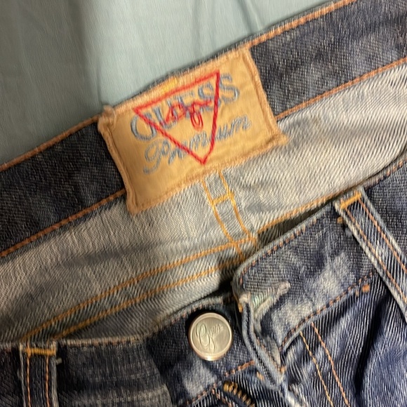 Guess Premium Distressed Y2K Embroidered Flare Jeans - Picture 6 of 6